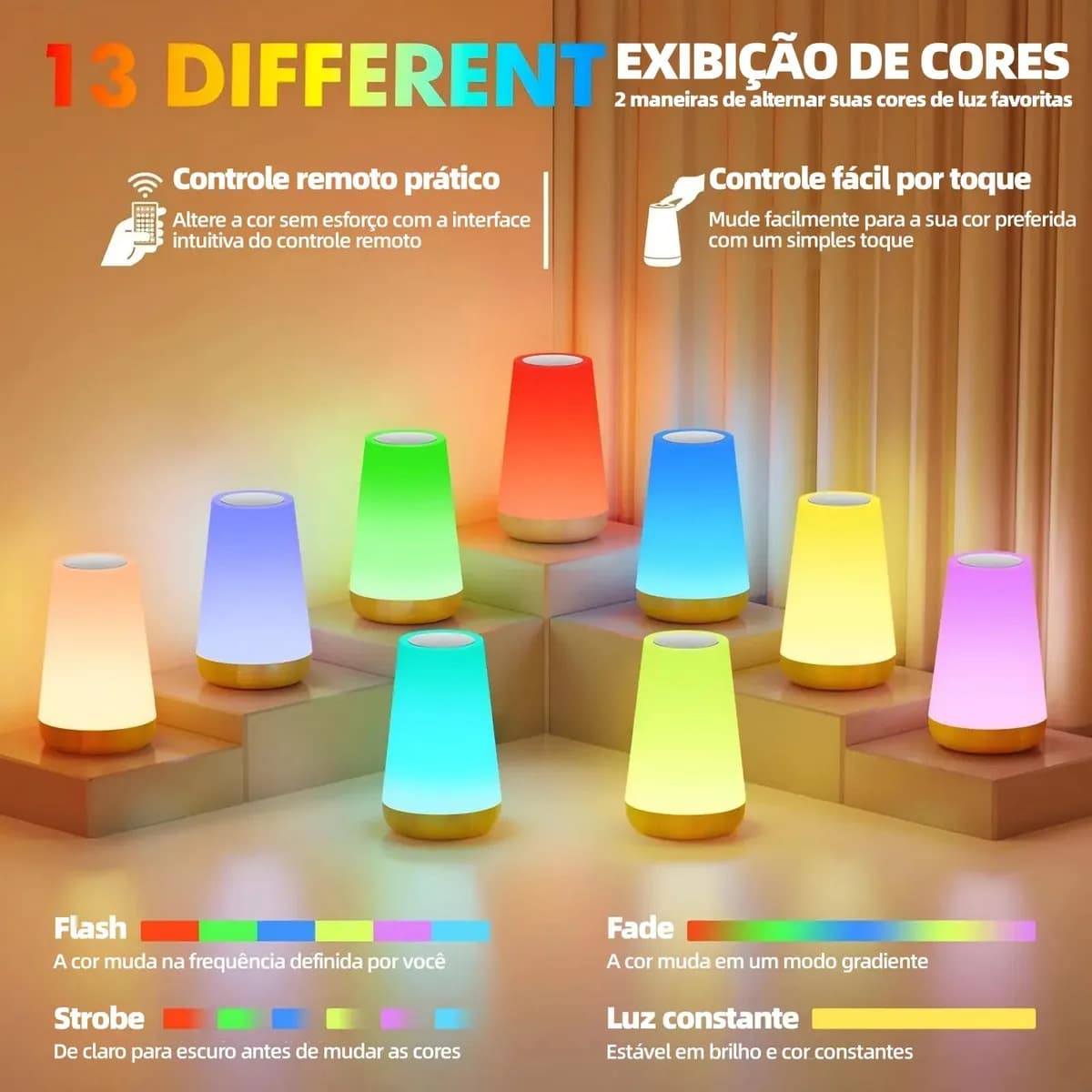 Lâmpada noturna RGB de toque — miniatura 4